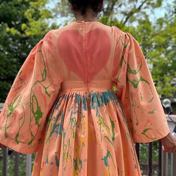 vintage painted prom wedding dress Streetwear art - Picture 1 of 8